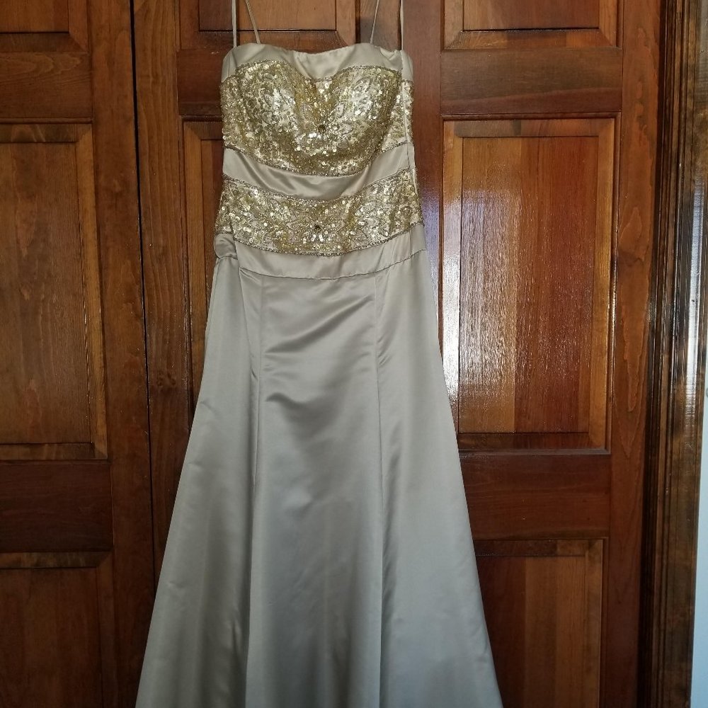 Elegant, Gold Royal Beaded Ball Gown